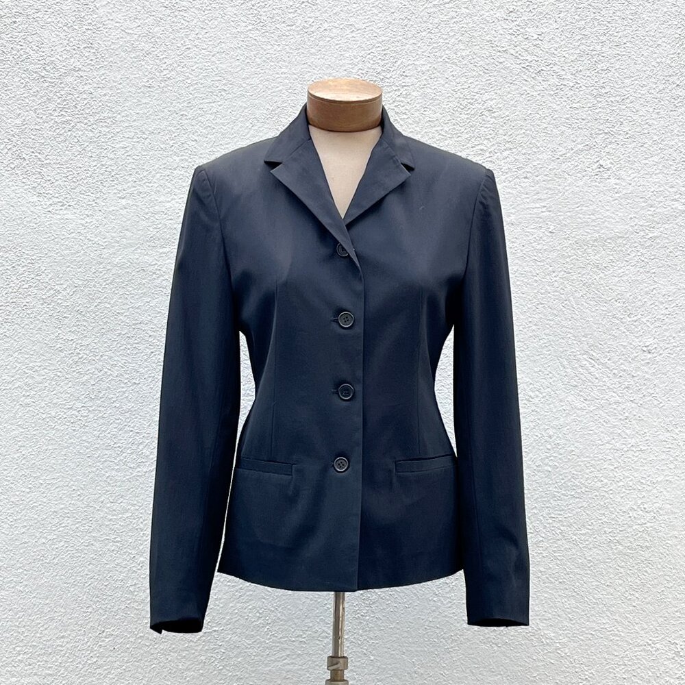 Vintage Y2K Women's Barneys New York Black Italian Wool Minimal Blazer Jacket